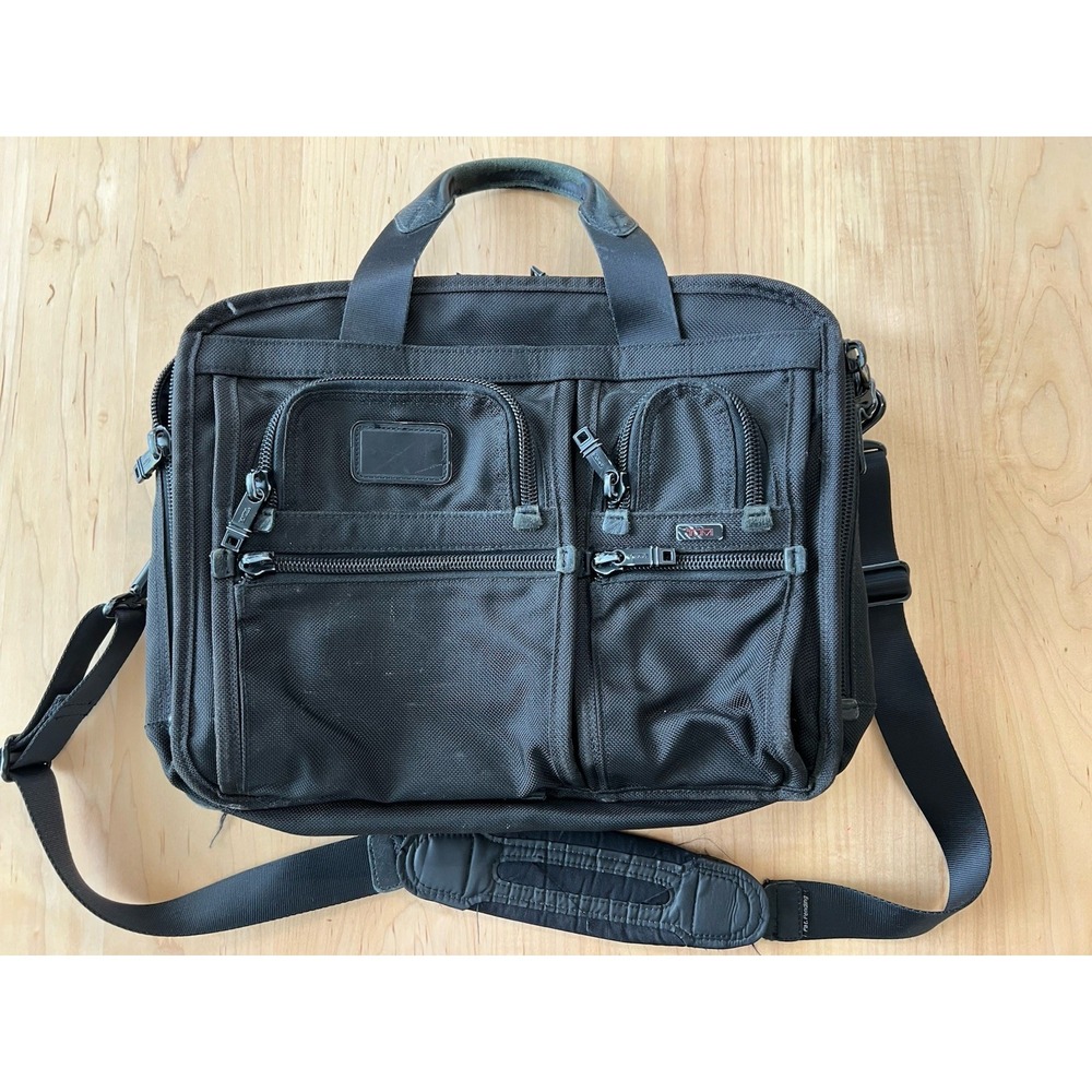 Tumi Alpha T-Pass Expandable Briefcase Laptop Bag Nylon Black 26145DH Reg $475